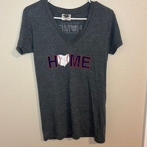 MY STATE THREADS Dark Grey ‘Home’ Ohio Baseball Graphic V-Neck Tee Shirt